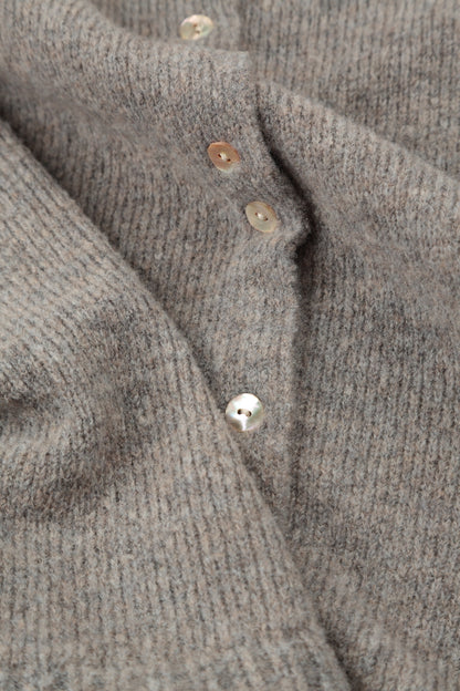 Frill Collar Beige Wool Cardigan 5