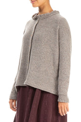 Frill Collar Beige Wool Cardigan 3