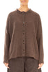 Frill Collar Brown Wool Cardigan 1