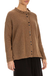 Frill Collar Caramel Wool Cardigan 3