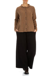 Frill Collar Caramel Wool Cardigan 4
