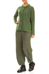 Frill Collar Dark Sage Wool Cardigan 4