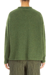 Frill Collar Dark Sage Wool Cardigan 2