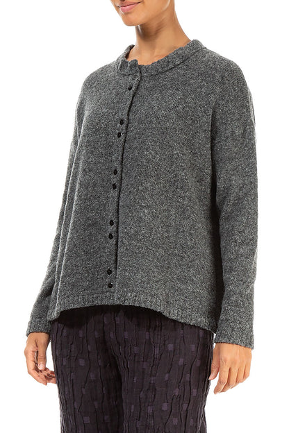 Frill Collar Grey Wool Cardigan 3