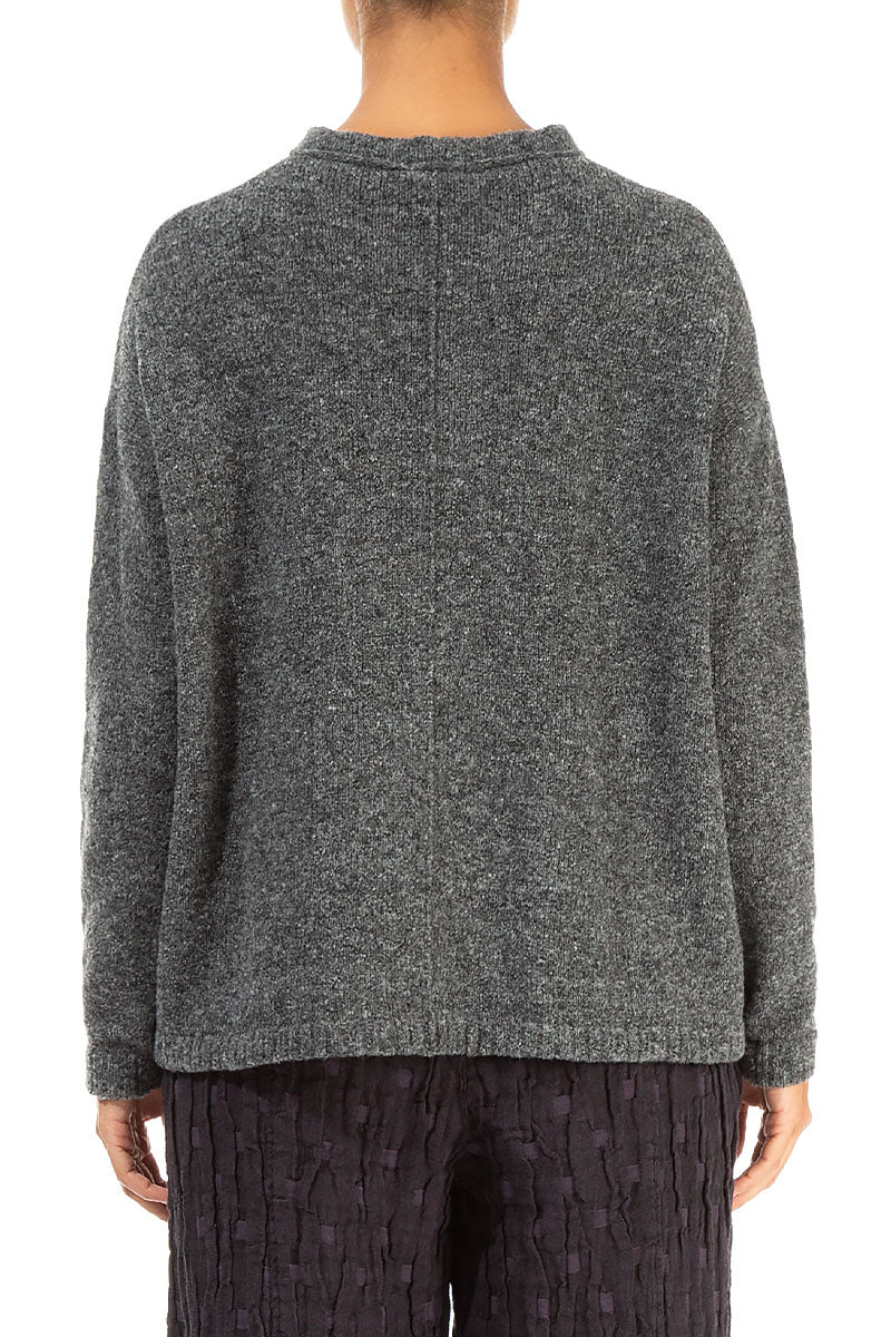 Frill Collar Grey Wool Cardigan 2