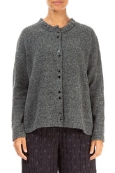 Frill Collar Grey Wool Cardigan 1