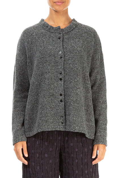 Frill Collar Grey Wool Cardigan 1