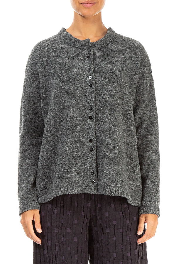Frill Collar Grey Wool Cardigan 1