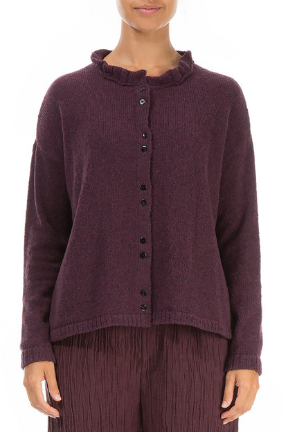 Strickjacke aus Maulbeerwolle mit Rüschenkragen
