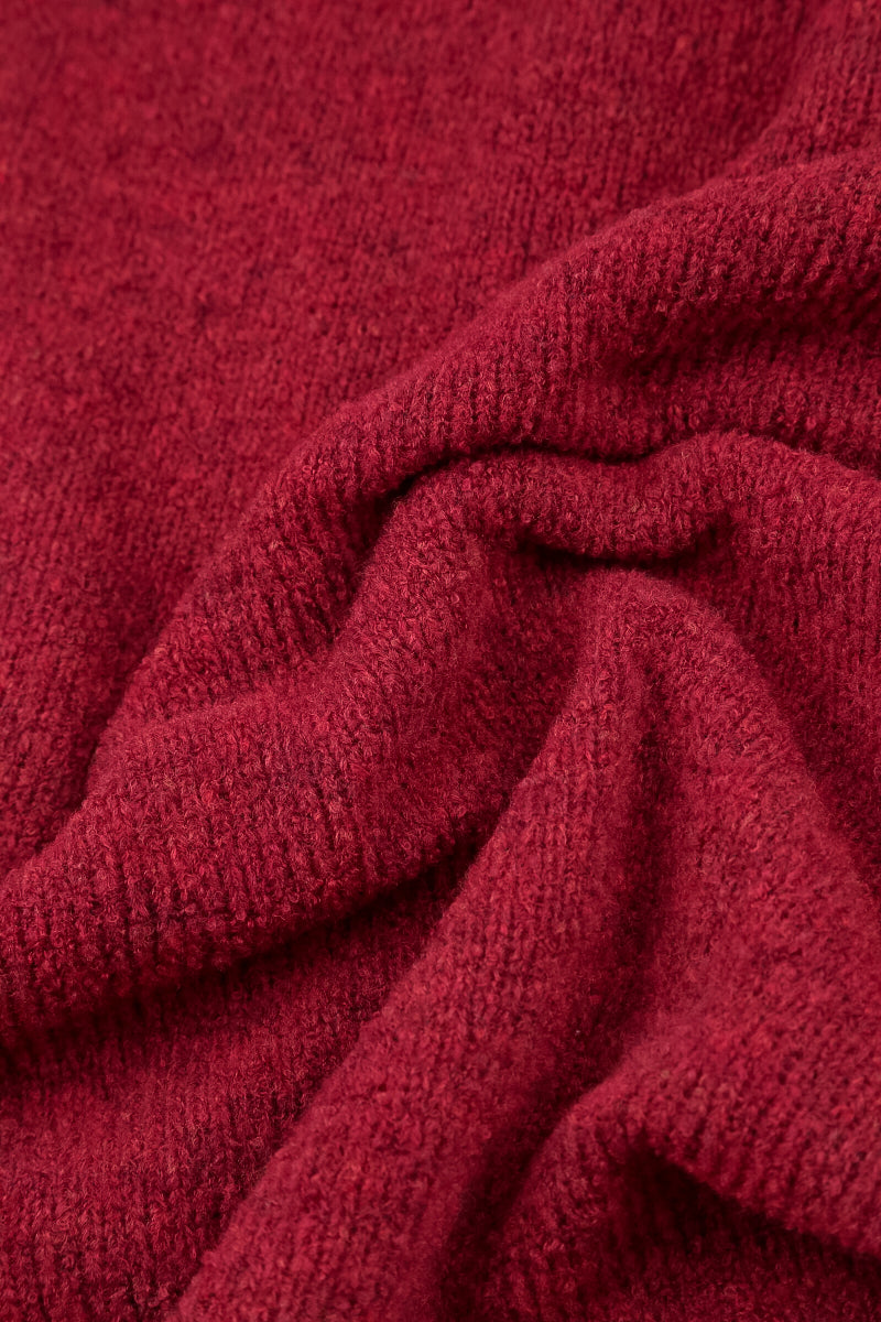 Frill Collar Ruby Red Wool Cardigan 5