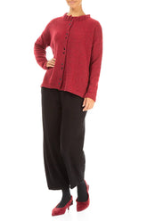 Frill Collar Ruby Red Wool Cardigan 4