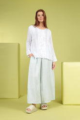 Frill White Gauze Linen Blouse 6