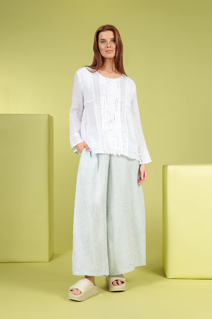 Frill White Gauze Linen Blouse 6