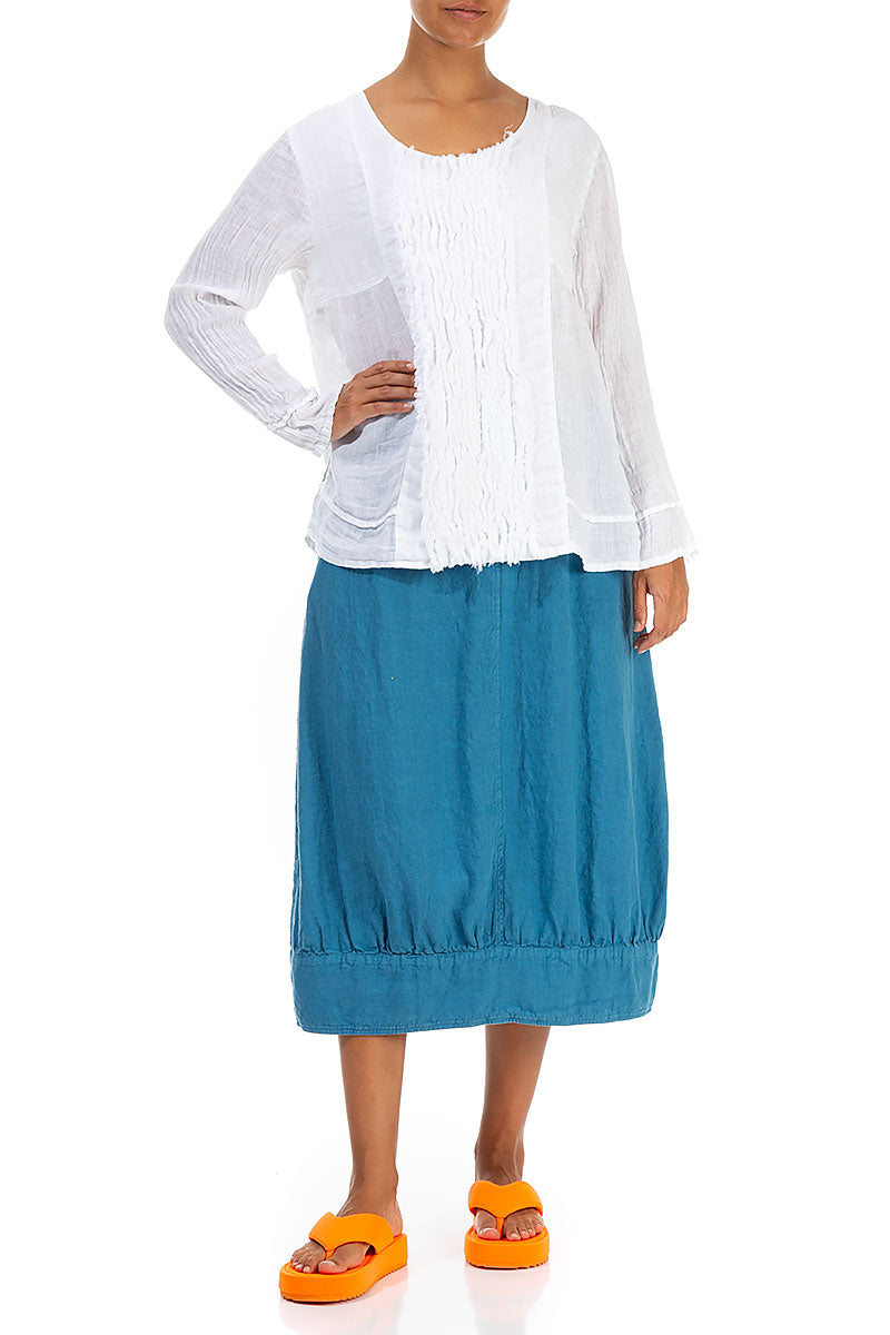 Frill White Gauze Linen Blouse 4