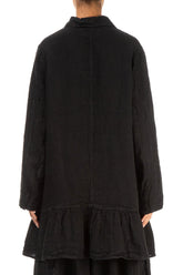 Frilled Edge Black Mélange Linen Jacket 2