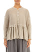 Frilled Hem Natural Linen Cardigan 1