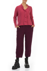 Frilled Neck Pink Punch Wool Cardigan 4