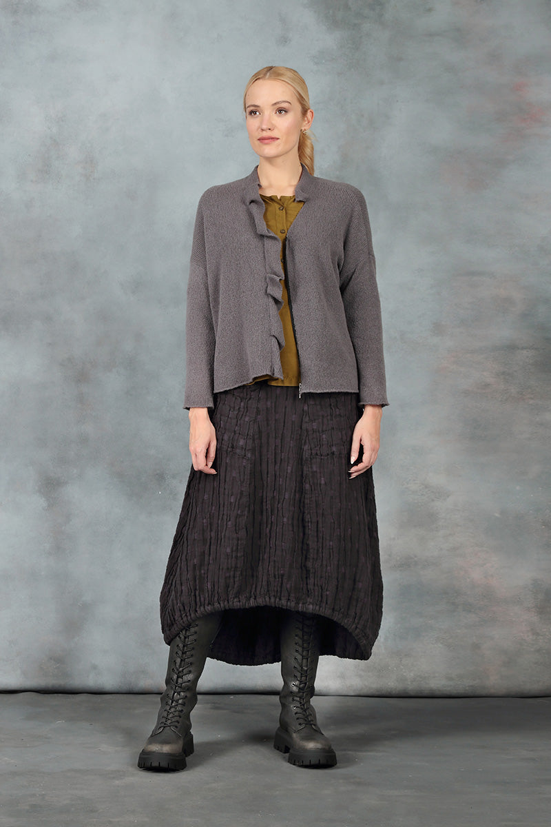 Frilled Neck Vintage Violet Wool Cardigan 6