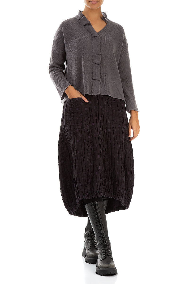 Frilled Neck Vintage Violet Wool Cardigan 4