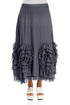 Frilly Flower Graphite Silk Cotton Maxi Skirt 1