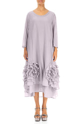 Frilly Flower Lilac Silk Cotton Dress 1