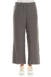 Fringed Flared Truffle Linen Trousers 1
