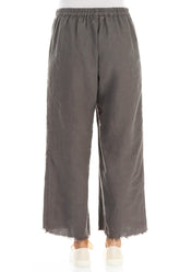 Fringed Flared Truffle Linen Trousers 2