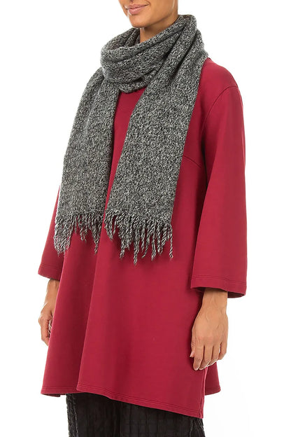 Fringed Grey Mélange Cashmere Scarf 3