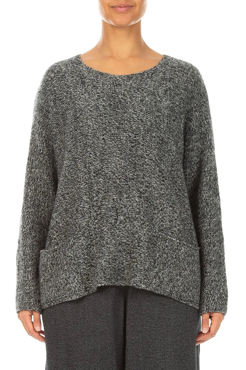Pullover aus Kaschmir-Mélange in Grau mit vorderen Taschen