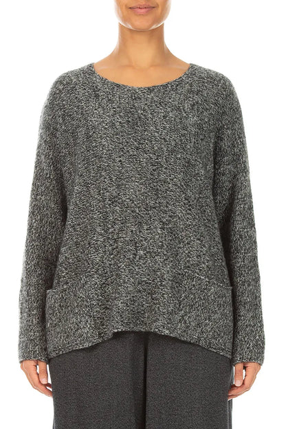 Pullover aus Kaschmir-Mélange in Grau mit vorderen Taschen