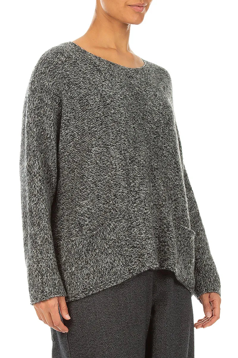 Pullover aus Kaschmir-Mélange in Grau mit vorderen Taschen