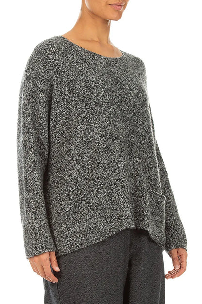Pullover aus Kaschmir-Mélange in Grau mit vorderen Taschen