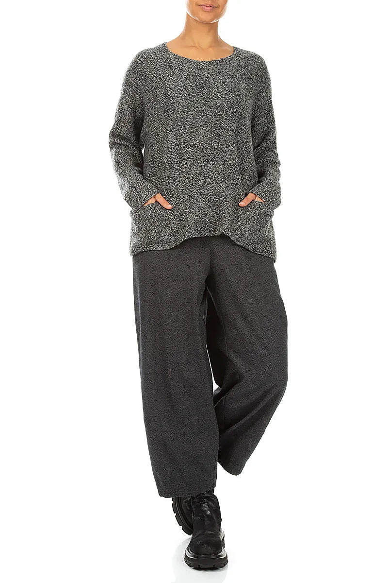 Pullover aus Kaschmir-Mélange in Grau mit vorderen Taschen