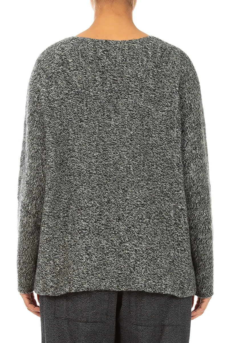 Front Pockets Grey Mélange Cashmere Sweater 3