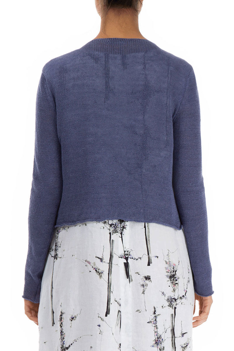 Front Tie Violet Linen Cardigan 2