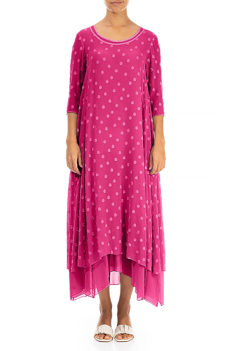 Fuchsia Dotty Silk Dress 1