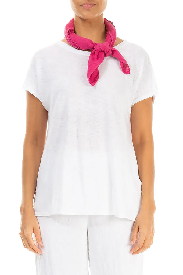 Fuchsia Gauze Linen Square Scarf 1