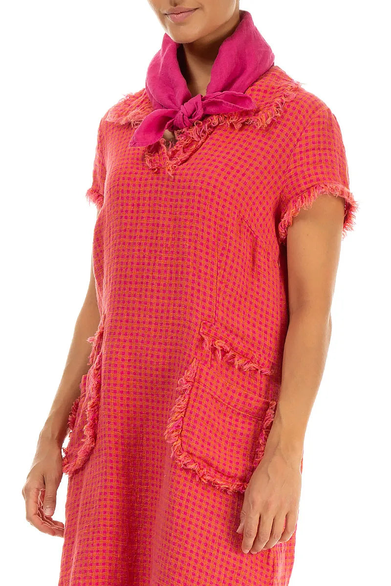 Fuchsia Gauze Linen Square Scarf 3