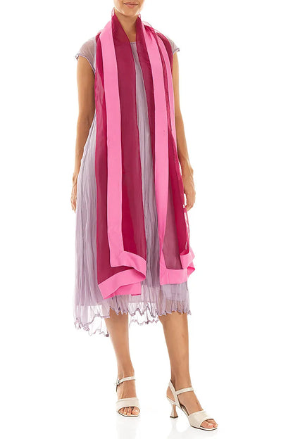 Fuchsiafarbener Seidenchiffon-Schal