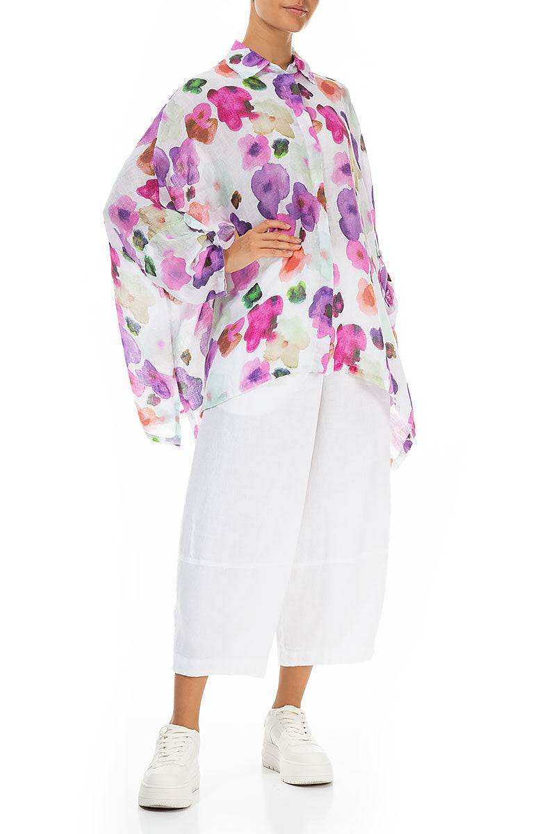 Gather Sleeves Blossom Gauze Linen Shirt 4