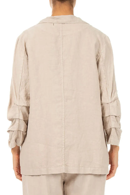 Gathered Beige Linen Jacket