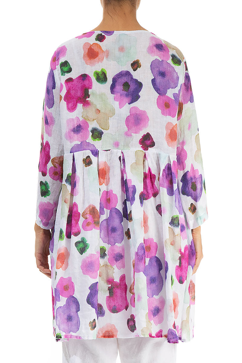 Gathered Blossom Gauze Linen Tunic 2