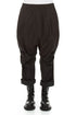 Gathered Knee Black Cotton Twill Trousers 1