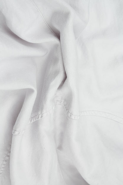 Gathered Knee Pearl Grey Silk Cotton Trousers