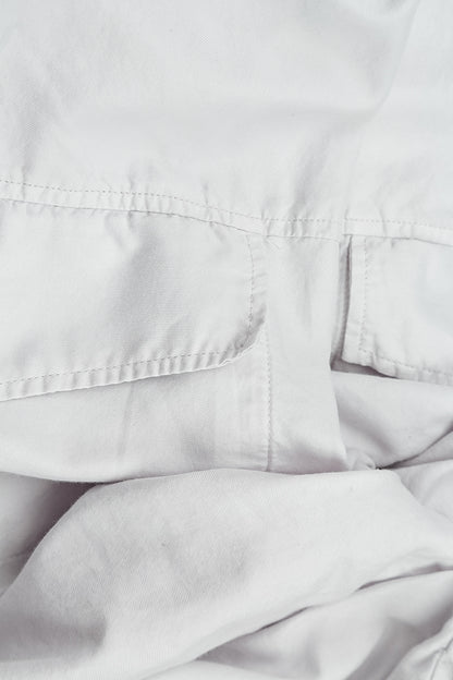 Gathered Knee Pearl Grey Silk Cotton Trousers