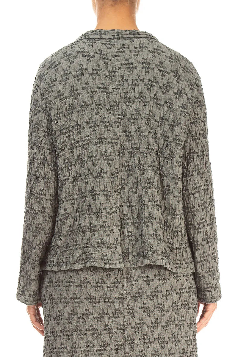 Geometric Texture  Olive Grey Linen Jacket