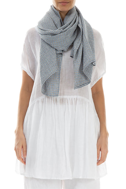Gingham Check Linen Scarf 1