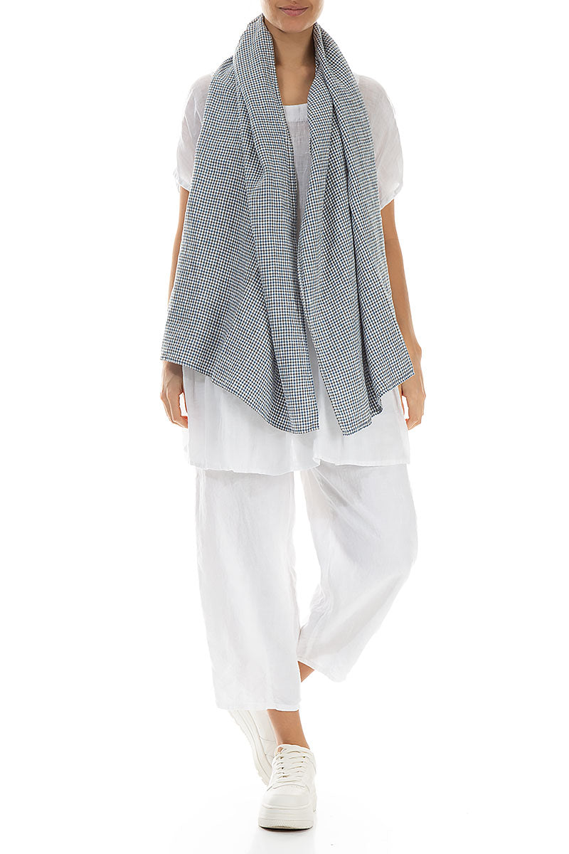 Gingham Check Linen Scarf 2
