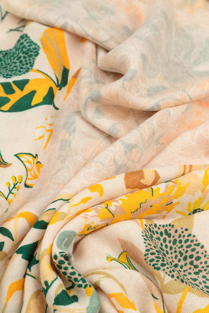 Golden Bloom Cashmere Silk Scarf 6