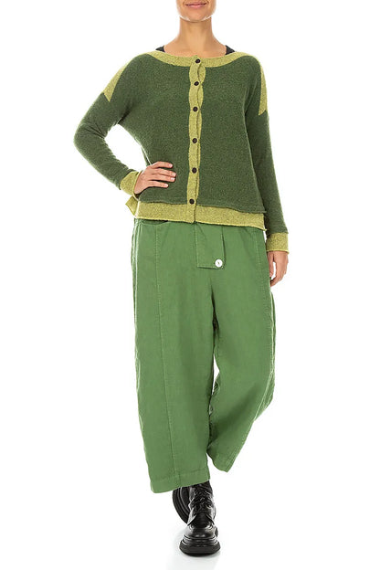 Golden Edge Dark Sage Wool Cardigan 4